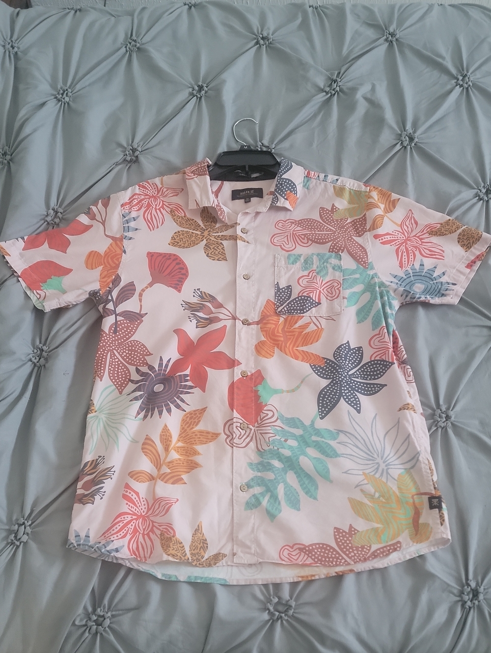 Roark Men's Short-Sleeve Pastel Floral Button-Down  cotton/viscose blend, Size M
